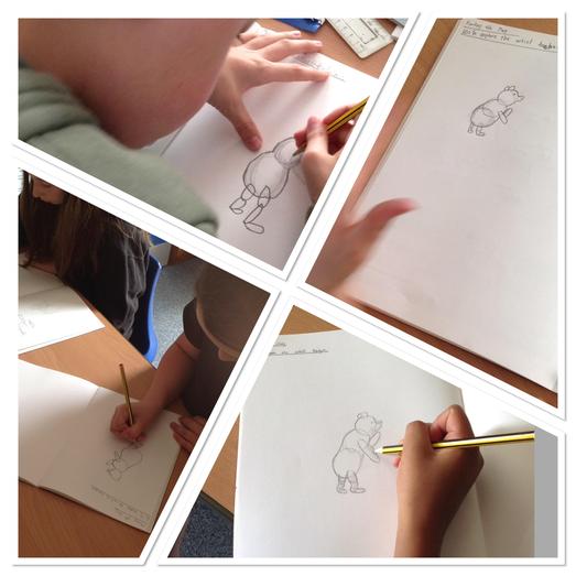 In Art today we were exploring the scribbly pen technique used by E H Shepard. The children then produced their own line drawing while following a tutorial. Children were aware of their use of lines, shape and cross-hatch. Great work!